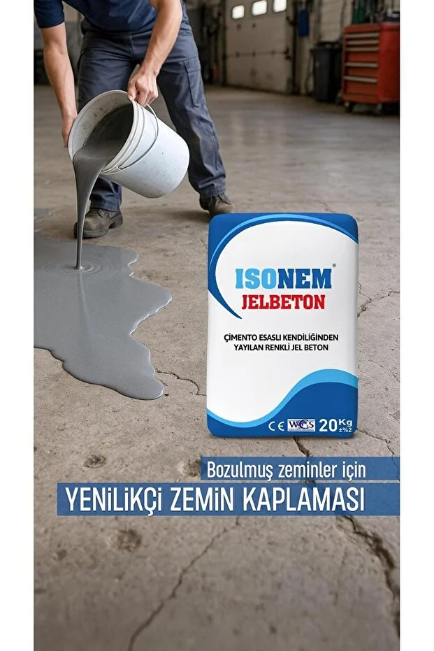 Isonem Jel Beton Kendiliğinden Yayılan Çimento Esaslı Zemin Kaplama 20 KG - Gri